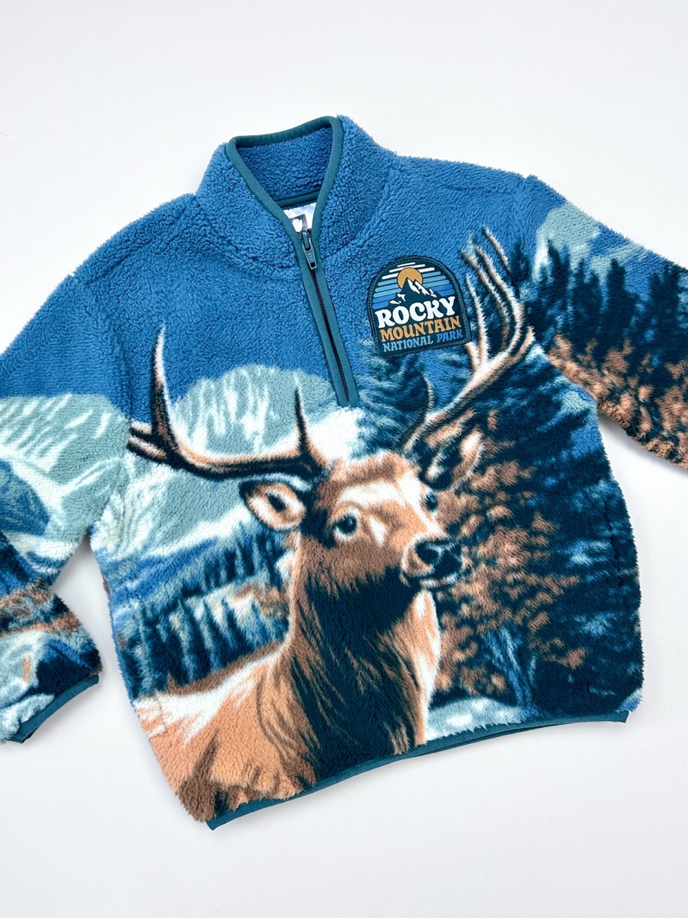 National Park Foundation Rocky Mountain Fleece Deer Gorpcore Zip-Pullover 4/5T